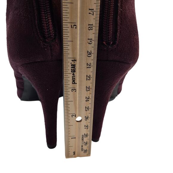 Coconuts Women's 7,5 Boot Maroon Shoe 4 Inch High Heel Open Toe Zipper - Picture 4 of 9